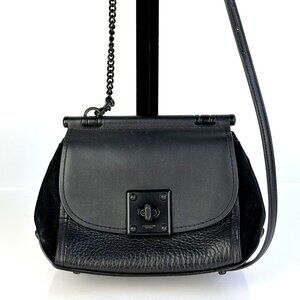 Coach Drifter Crossbody Black Leather Suede Chain Bag